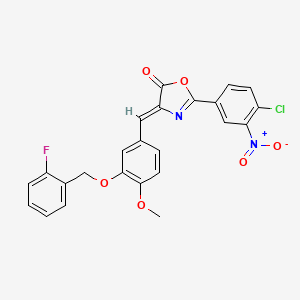 molecular formula C24H16ClFN2O6 B4650139 2-(4-chloro-3-nitrophenyl)-4-{3-[(2-fluorobenzyl)oxy]-4-methoxybenzylidene}-1,3-oxazol-5(4H)-one 