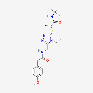 molecular formula C21H31N5O3S B4650155 N-(tert-butyl)-2-{[4-ethyl-5-({[(4-methoxyphenyl)acetyl]amino}methyl)-4H-1,2,4-triazol-3-yl]thio}propanamide 