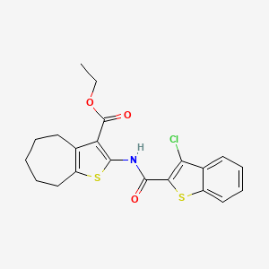 molecular formula C21H20ClNO3S2 B4650168 ethyl 2-{[(3-chloro-1-benzothien-2-yl)carbonyl]amino}-5,6,7,8-tetrahydro-4H-cyclohepta[b]thiophene-3-carboxylate 