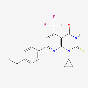 molecular formula C19H16F3N3OS B4650196 1-cyclopropyl-7-(4-ethylphenyl)-2-mercapto-5-(trifluoromethyl)pyrido[2,3-d]pyrimidin-4(1H)-one 