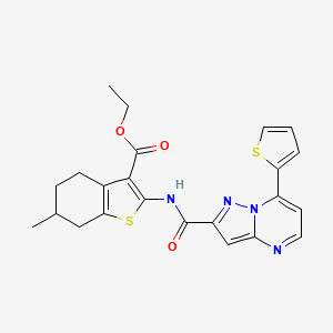 molecular formula C23H22N4O3S2 B4650219 ethyl 6-methyl-2-({[7-(2-thienyl)pyrazolo[1,5-a]pyrimidin-2-yl]carbonyl}amino)-4,5,6,7-tetrahydro-1-benzothiophene-3-carboxylate 