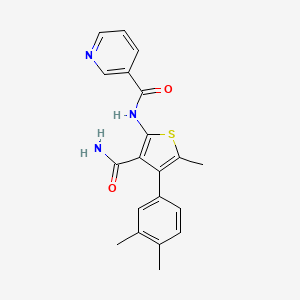 molecular formula C20H19N3O2S B4650246 N-[3-(aminocarbonyl)-4-(3,4-dimethylphenyl)-5-methyl-2-thienyl]nicotinamide 
