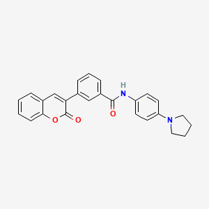 molecular formula C26H22N2O3 B4650252 3-(2-oxo-2H-chromen-3-yl)-N-[4-(1-pyrrolidinyl)phenyl]benzamide 