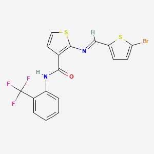 molecular formula C17H10BrF3N2OS2 B4650288 2-{[(5-bromo-2-thienyl)methylene]amino}-N-[2-(trifluoromethyl)phenyl]-3-thiophenecarboxamide 