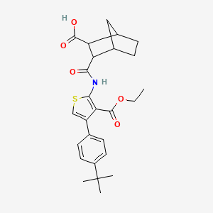 molecular formula C26H31NO5S B4650293 3-({[4-(4-tert-butylphenyl)-3-(ethoxycarbonyl)-2-thienyl]amino}carbonyl)bicyclo[2.2.1]heptane-2-carboxylic acid 