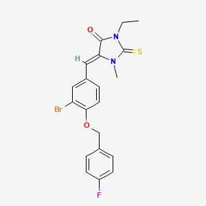 molecular formula C20H18BrFN2O2S B4650294 5-{3-bromo-4-[(4-fluorobenzyl)oxy]benzylidene}-3-ethyl-1-methyl-2-thioxo-4-imidazolidinone 