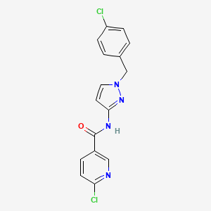molecular formula C16H12Cl2N4O B4650311 6-chloro-N-[1-(4-chlorobenzyl)-1H-pyrazol-3-yl]nicotinamide 