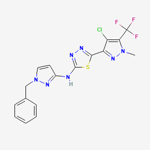 molecular formula C17H13ClF3N7S B4650377 N-(1-benzyl-1H-pyrazol-3-yl)-5-[4-chloro-1-methyl-5-(trifluoromethyl)-1H-pyrazol-3-yl]-1,3,4-thiadiazol-2-amine 