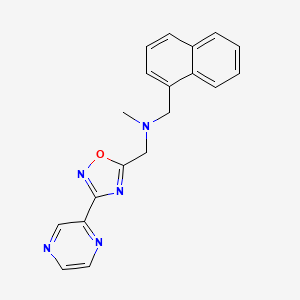 molecular formula C19H17N5O B4650396 N-methyl-1-(1-naphthyl)-N-{[3-(2-pyrazinyl)-1,2,4-oxadiazol-5-yl]methyl}methanamine 