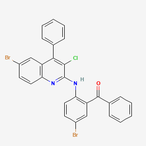 molecular formula C28H17Br2ClN2O B4650398 {5-bromo-2-[(6-bromo-3-chloro-4-phenyl-2-quinolinyl)amino]phenyl}(phenyl)methanone 