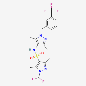 molecular formula C19H20F5N5O2S B4650404 1-(difluoromethyl)-N-{3,5-dimethyl-1-[3-(trifluoromethyl)benzyl]-1H-pyrazol-4-yl}-3,5-dimethyl-1H-pyrazole-4-sulfonamide 