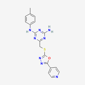 molecular formula C18H16N8OS B4650457 N-(4-methylphenyl)-6-({[5-(4-pyridinyl)-1,3,4-oxadiazol-2-yl]thio}methyl)-1,3,5-triazine-2,4-diamine 