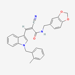 molecular formula C28H23N3O3 B4650459 N-(1,3-benzodioxol-5-ylmethyl)-2-cyano-3-[1-(2-methylbenzyl)-1H-indol-3-yl]acrylamide 