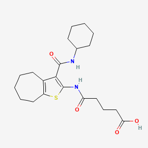 molecular formula C21H30N2O4S B4650523 5-({3-[(cyclohexylamino)carbonyl]-5,6,7,8-tetrahydro-4H-cyclohepta[b]thien-2-yl}amino)-5-oxopentanoic acid 