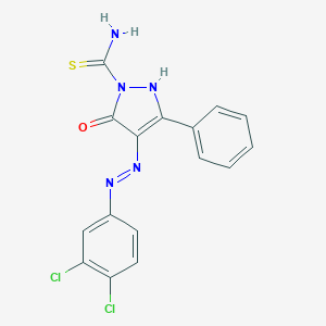 molecular formula C16H11Cl2N5OS B465053 4-[(3,4-dichlorophenyl)hydrazono]-5-oxo-3-phenyl-4,5-dihydro-1H-pyrazole-1-carbothioamide 