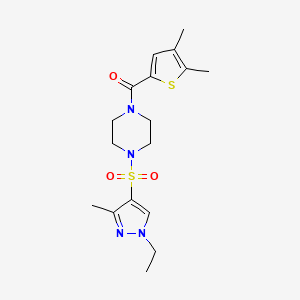 molecular formula C17H24N4O3S2 B4650531 1-[(4,5-dimethyl-2-thienyl)carbonyl]-4-[(1-ethyl-3-methyl-1H-pyrazol-4-yl)sulfonyl]piperazine 