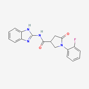 molecular formula C18H15FN4O2 B4650558 N-1H-benzimidazol-2-yl-1-(2-fluorophenyl)-5-oxo-3-pyrrolidinecarboxamide 