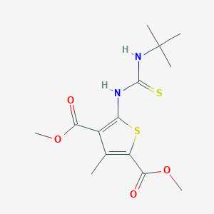 molecular formula C14H20N2O4S2 B4650574 dimethyl 5-{[(tert-butylamino)carbonothioyl]amino}-3-methyl-2,4-thiophenedicarboxylate 