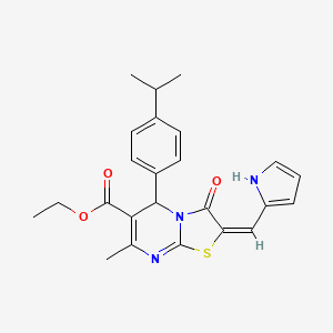 molecular formula C24H25N3O3S B4650575 ethyl 5-(4-isopropylphenyl)-7-methyl-3-oxo-2-(1H-pyrrol-2-ylmethylene)-2,3-dihydro-5H-[1,3]thiazolo[3,2-a]pyrimidine-6-carboxylate 