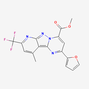 molecular formula C17H11F3N4O3 B4650599 methyl 2-(2-furyl)-10-methyl-8-(trifluoromethyl)pyrido[2',3':3,4]pyrazolo[1,5-a]pyrimidine-4-carboxylate 