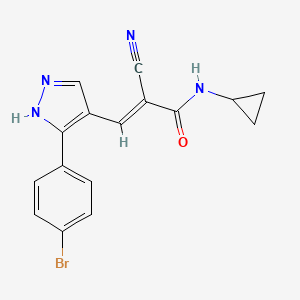 3-[3-(4-bromophenyl)-1H-pyrazol-4-yl]-2-cyano-N-cyclopropylacrylamide