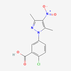 molecular formula C12H10ClN3O4 B4650661 2-chloro-5-(3,5-dimethyl-4-nitro-1H-pyrazol-1-yl)benzoic acid 