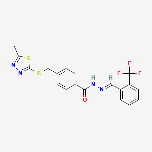 molecular formula C19H15F3N4OS2 B4650673 4-{[(5-methyl-1,3,4-thiadiazol-2-yl)thio]methyl}-N'-[2-(trifluoromethyl)benzylidene]benzohydrazide 