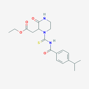 molecular formula C19H25N3O4S B4650687 ethyl (1-{[(4-isopropylbenzoyl)amino]carbonothioyl}-3-oxo-2-piperazinyl)acetate 