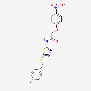 molecular formula C18H16N4O4S2 B4650699 N-{5-[(4-methylbenzyl)thio]-1,3,4-thiadiazol-2-yl}-2-(4-nitrophenoxy)acetamide 