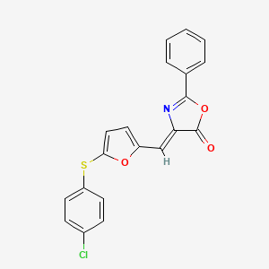 molecular formula C20H12ClNO3S B4650740 4-({5-[(4-chlorophenyl)thio]-2-furyl}methylene)-2-phenyl-1,3-oxazol-5(4H)-one 