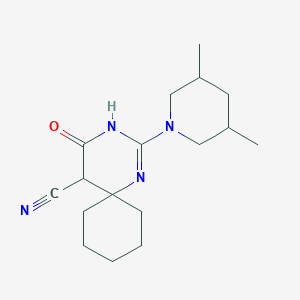 molecular formula C17H26N4O B4650781 2-(3,5-dimethyl-1-piperidinyl)-4-oxo-1,3-diazaspiro[5.5]undec-2-ene-5-carbonitrile 