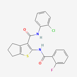 molecular formula C21H16ClFN2O2S B4650839 N-(2-chlorophenyl)-2-[(2-fluorobenzoyl)amino]-5,6-dihydro-4H-cyclopenta[b]thiophene-3-carboxamide 