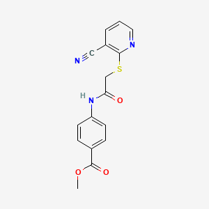 molecular formula C16H13N3O3S B4650904 methyl 4-({[(3-cyano-2-pyridinyl)thio]acetyl}amino)benzoate 