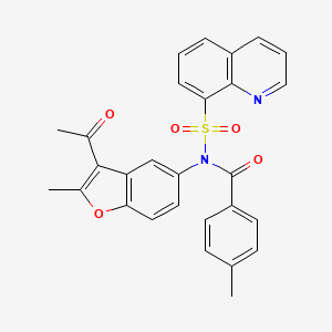 molecular formula C28H22N2O5S B4650959 N-(3-acetyl-2-methyl-1-benzofuran-5-yl)-4-methyl-N-(8-quinolinylsulfonyl)benzamide 
