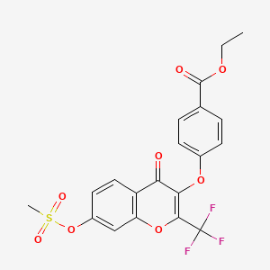 molecular formula C20H15F3O8S B4650970 ethyl 4-{[7-[(methylsulfonyl)oxy]-4-oxo-2-(trifluoromethyl)-4H-chromen-3-yl]oxy}benzoate 