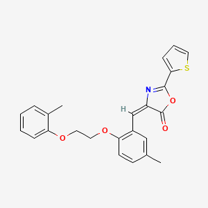 molecular formula C24H21NO4S B4650980 4-{5-methyl-2-[2-(2-methylphenoxy)ethoxy]benzylidene}-2-(2-thienyl)-1,3-oxazol-5(4H)-one 