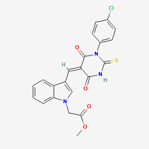 molecular formula C22H16ClN3O4S B4651013 methyl (3-{[1-(4-chlorophenyl)-4,6-dioxo-2-thioxotetrahydro-5(2H)-pyrimidinylidene]methyl}-1H-indol-1-yl)acetate 
