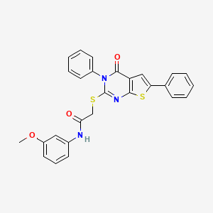 molecular formula C27H21N3O3S2 B4651048 N-(3-methoxyphenyl)-2-[(4-oxo-3,6-diphenyl-3,4-dihydrothieno[2,3-d]pyrimidin-2-yl)thio]acetamide 