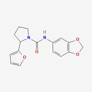 molecular formula C16H16N2O4 B4651055 N-1,3-benzodioxol-5-yl-2-(2-furyl)-1-pyrrolidinecarboxamide 