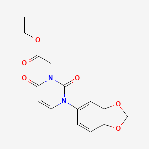molecular formula C16H16N2O6 B4651071 ethyl [3-(1,3-benzodioxol-5-yl)-4-methyl-2,6-dioxo-3,6-dihydro-1(2H)-pyrimidinyl]acetate 
