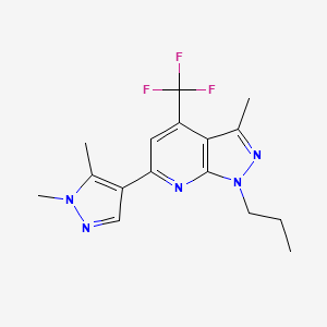 molecular formula C16H18F3N5 B4651075 6-(1,5-dimethyl-1H-pyrazol-4-yl)-3-methyl-1-propyl-4-(trifluoromethyl)-1H-pyrazolo[3,4-b]pyridine 