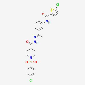 molecular formula C25H24Cl2N4O4S2 B4651093 5-chloro-N-{3-[N-({1-[(4-chlorophenyl)sulfonyl]-4-piperidinyl}carbonyl)ethanehydrazonoyl]phenyl}-2-thiophenecarboxamide 