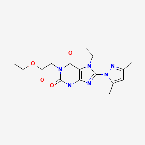 molecular formula C17H22N6O4 B4651107 ethyl [8-(3,5-dimethyl-1H-pyrazol-1-yl)-7-ethyl-3-methyl-2,6-dioxo-2,3,6,7-tetrahydro-1H-purin-1-yl]acetate 
