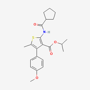 molecular formula C22H27NO4S B4651114 isopropyl 2-[(cyclopentylcarbonyl)amino]-4-(4-methoxyphenyl)-5-methyl-3-thiophenecarboxylate 