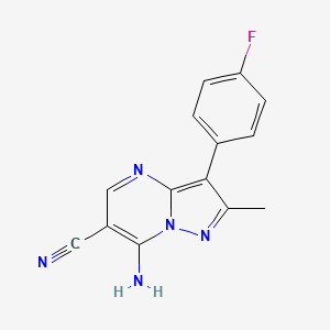 molecular formula C14H10FN5 B4651120 7-amino-3-(4-fluorophenyl)-2-methylpyrazolo[1,5-a]pyrimidine-6-carbonitrile CAS No. 925192-75-2