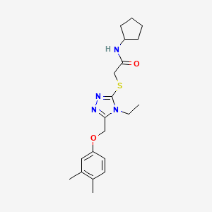 molecular formula C20H28N4O2S B4651122 N-cyclopentyl-2-({5-[(3,4-dimethylphenoxy)methyl]-4-ethyl-4H-1,2,4-triazol-3-yl}thio)acetamide 