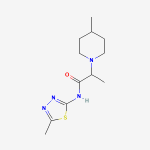 molecular formula C12H20N4OS B4651180 2-(4-methyl-1-piperidinyl)-N-(5-methyl-1,3,4-thiadiazol-2-yl)propanamide 