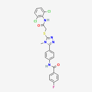 molecular formula C24H18Cl2FN5O2S B4651200 N-{4-[5-({2-[(2,6-dichlorophenyl)amino]-2-oxoethyl}thio)-4-methyl-4H-1,2,4-triazol-3-yl]phenyl}-4-fluorobenzamide 