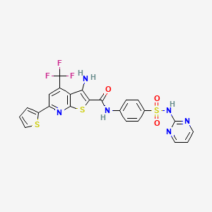 molecular formula C23H15F3N6O3S3 B4651231 3-amino-N-{4-[(2-pyrimidinylamino)sulfonyl]phenyl}-6-(2-thienyl)-4-(trifluoromethyl)thieno[2,3-b]pyridine-2-carboxamide 