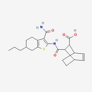 molecular formula C22H28N2O4S B4651280 3-({[3-(aminocarbonyl)-6-propyl-4,5,6,7-tetrahydro-1-benzothien-2-yl]amino}carbonyl)bicyclo[2.2.2]oct-5-ene-2-carboxylic acid 